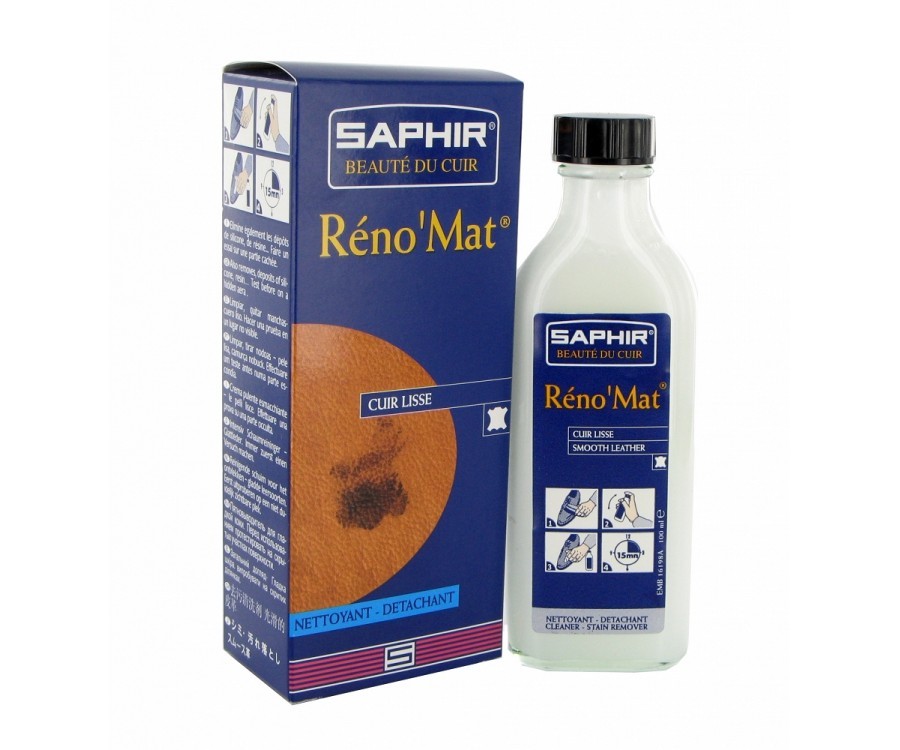 SAPHIR - Очиститель для гладкой кожи RENO Mat, стекл.флакон, 100мл.